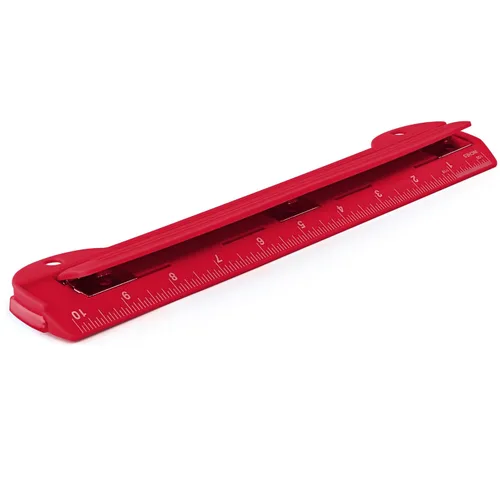 Perforadora de 3 agujeros roja, perforadora portátil para carpeta de 3 anillos, capacidad para 3 hojas, bandeja para astillas removible, regla de 25