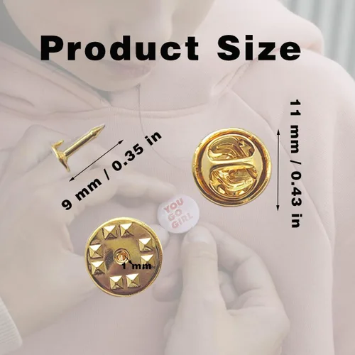 Miniatura 2 de 100 piezas de embragues dorados, tachuelas de metal con mariposa para broche de sombrero, solapa, insignias, repuesto de 0.433 in