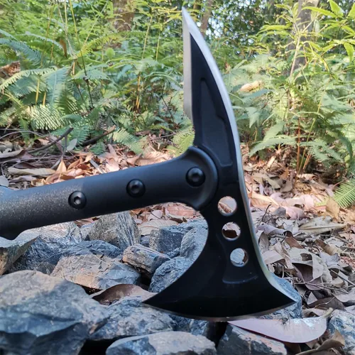 Miniatura 4 de Hacha de camping con vaina de nylon, Hacha Tomahawk vikinga forjada de acero al carbono de alta calidad, Hacha de camping portátil para cortar