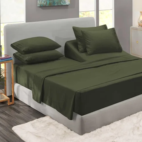 Miniatura 84 de Clara Clark - Juego de sábanas King con Flex Top, 6 piezas - Sábanas de lujo para cama King con cabeza dividida, juego de cama súper suave, King