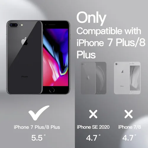 Miniatura 2 de JETech - Carcasa de silicona para iPhone 7 Plus, iPhone 8 Plus, de 5.5 pulgadas, tacto suave y sedoso, funda protectora de cuerpo completo, a prueba