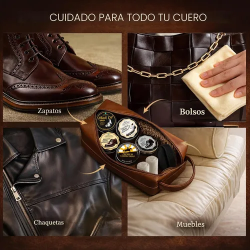 Miniatura 3 de Feilove Kit de pulido de zapatos 16 en 1 – Cera para zapatos negro/marrón/neutral, jabón para silla de montar y aceite de visón (5×2.1oz) – 3