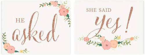 Miniatura 92 de Andaz Press Letreros de fiesta de boda, purpurina de oro rosa sintético con flores, 8.5 x 11 pulgadas, resalta tu versículo bíblico favorito