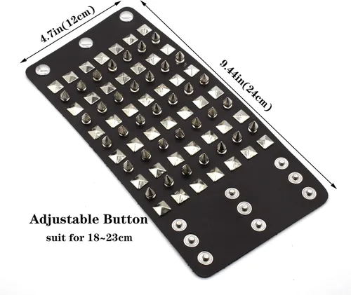 Miniatura 4 de Pulsera de cuero punk para hombres y mujeres, pulsera de cuero con tachuelas para hombres, pulsera gótica con remaches para hombres y mujeres