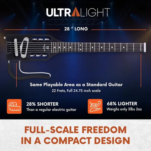 Miniatura 5 de Traveler Guitar Guitarra eléctrica ultraligera de arce Eléctrica portátil con reposarazo extraíble Guitarra sin cabeza a escala completa de 24