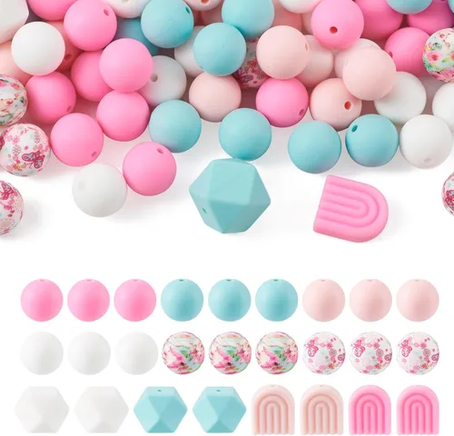 Miniatura 29 de Craftdady 20 cuentas de números de silicona de 0.531 in, números blancos y negros, 0-9, cuentas focales redondas para bolígrafos, manualidades