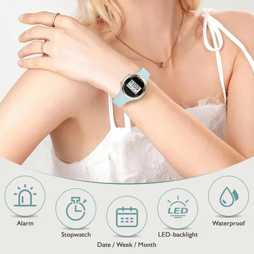 Miniatura 60 de Women LED Display Elecreonic Watch Fashion Chrono Alarm Digital Clock Woman Outdoor Sport Wirstwatch