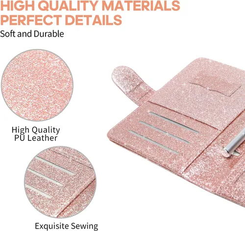 Miniatura 4 de MCmolis Estuche para pasaporte y tarjeta de vacunación Combo - Funda de cuero para documentos de viaje, protector con hebilla magnética, Escarcha