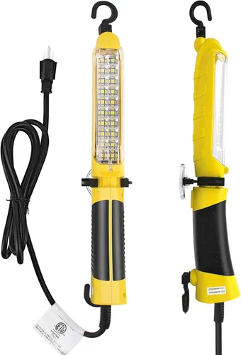 Luz LED de Trabajo con Fuente de Luz LED COB Súper Brillante de 20, Luces de Trabajo Portátiles con Cable con Imán Fuerte, Gancho Giratorio Doble,