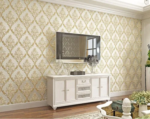 Miniatura 2 de Q QIHANG 1.73 pies de ancho x 32.8 pies de largo, impresión de damasco en relieve en 3D, moderno, minimalista, estilo europeo, fondo de pantalla