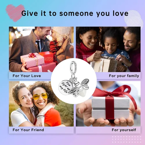 Miniatura 7 de LUXILLA Love You Best Friend Grandma Wife - Dije de corazón de plata de ley 925 para pulseras, collar, día de San Valentín, día de la madre, regalo