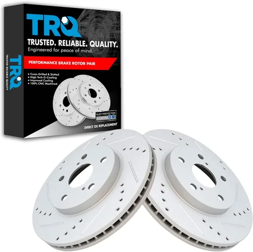 Miniatura 24 de TRQ Juego de rotores de freno de rendimiento trasero con revestimiento G premium compatible con Mazda 6 2014-2021