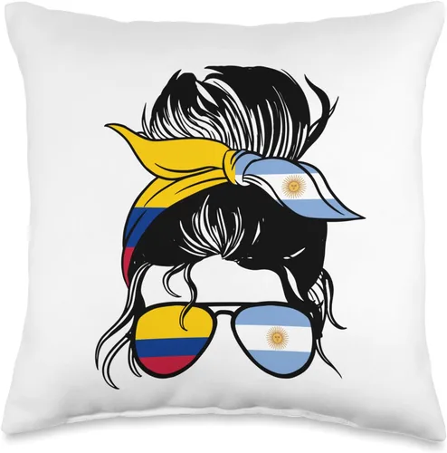 Argentina and Colombia Heritage Almohada Colombiana Half Argentinian Mix Colombia Argentina Roots de 16x16, Multicolor