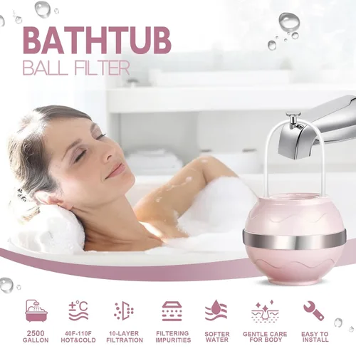 Miniatura 3 de Filtro de baño para grifo de bañera, filtro de agua de baño de 10 etapas de 2,500 galones, elimina contaminantes y equilibrador de pH, mejora