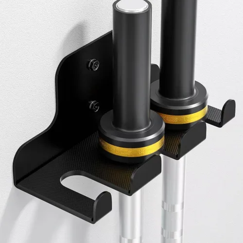 Miniatura 11 de JNIHEEP Colgador de Barra Olímpica, Estante de Barra de Gimnasio para Garaje, Estante de Montaje Vertical para Barras, Recubierto en Polvo Negro