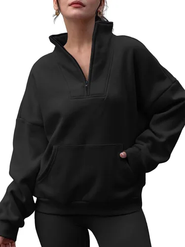 Miniatura 5 de Trendy Queen Sudaderas con media cremallera, sudaderas con capucha de gran tamaño, suéteres de otoño 2024 Y2K ropa de invierno