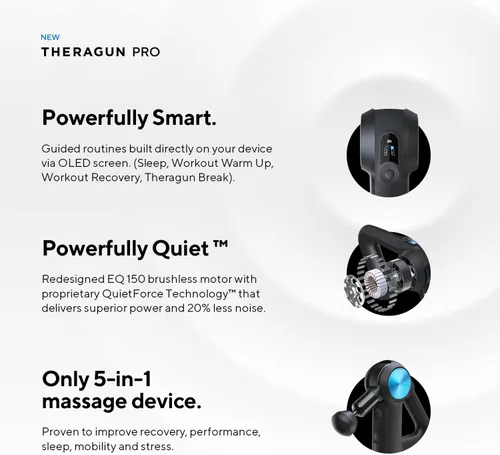 Miniatura 5 de TheraGun Pro - Pistola de masaje manual de tejido profundo - Pistola de masaje de percusión habilitada para Bluetooth y masajeador personal