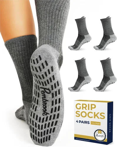 Miniatura 14 de Pembrook 4 pares de calcetines antideslizantes para hombres, mujeres, marido, papá, calcetines de agarre para hospital, yoga, pilates, barre