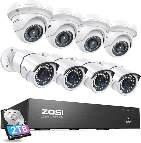 Miniatura 13 de ZOSI Sistema de cámaras de seguridad PoE de 8 canales, 5 MP, 2K+, para exteriores, con disco duro de 2 TB, H.265+ 5MP sistema NVR de 8 canales y 4