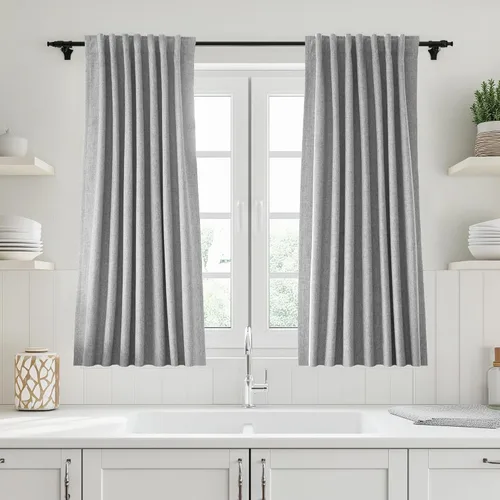 Miniatura 61 de UHITECH Cortinas cortas de lino de 24 pulgadas de largo para ventanas pequeñas de granja, cortinas opacas modernas para sala de estar, pestañas