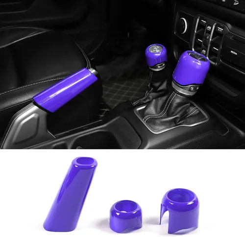 Miniatura 9 de Funda para Freno de Mano + Tapa del Pomo de Cambio + Tapa del Pomo de Cambio del Modo de Conducción Compatible con Jeep Wrangler JL JLU 2018-2025