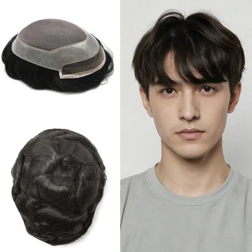 Tupé de pelo para hombres Cabello humano para hombre Hairpieces y tupés Durable Fine Monofilament Mens Hair System Lace Front Mens Toupee Mens Hair