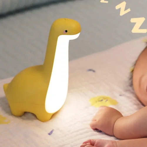 Miniatura 12 de Linda luz nocturna de dinosaurio, brillo ajustable, lámpara de noche de noche para bebé, recarga USB, decoración de habitación de bebé, luz nocturna