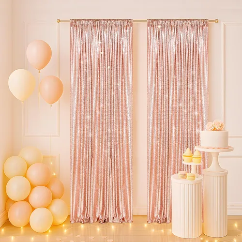 Miniatura 41 de PartyDelight Cortinas de fondo de lentejuelas color azul bebé, 2 paneles de 2 x 8 pies, alta densidad de 0.118 in, fondo de lentejuelas brillantes