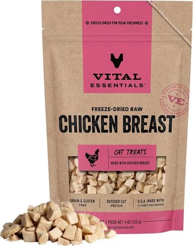 Miniatura 11 de Vital Essentials Menudencias de Pollo Golosinas para Gatos, 1 onza Crudo Liofilizado Proteína Única Sin Granos, Sin Gluten, Sin Relleno