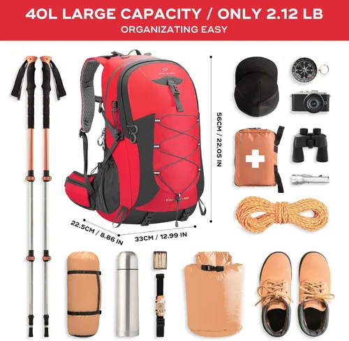 Miniatura 2 de Maelstrom Mochila de senderismo, mochila de camping, mochila de senderismo impermeable de 40 litros con cubierta para lluvia, mochila de viaje 40L