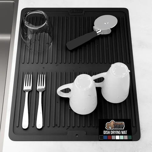 Miniatura 25 de GORILLA GRIP Tapete de microfibra ultra absorbente de agua, malla gruesa de secado rápido, almohadilla antideslizante para platos de fregadero