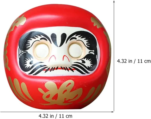Miniatura 2 de Tofficu Hucha japonesa Daruma – Figura de cerámica roja Daruma para decoración del hogar, ahorro para niños y decoración zen japonesa – 4.33 pulgadas