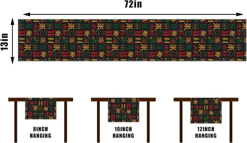 Miniatura 7 de Camino de mesa y mantel del mes de la historia negra, decoraciones y suministros para la mesa de la cocina del hogar, 13 x 72 pulgadas