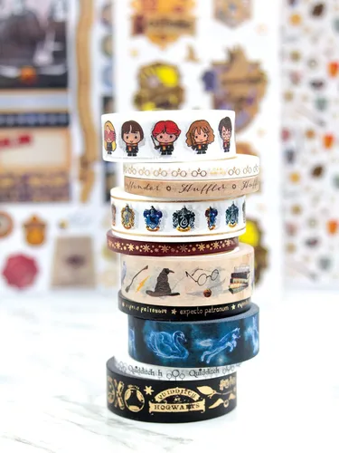 Paper House Productions Harry Potter Foil Accent 10 Piezas de Cinta Washi Favoritas de los Fans con 5 Rollos de 15 mm y 5 Rollos de 5 mm Favoritos