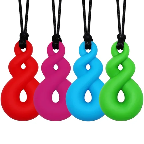 Collares masticables para niños con autismo, TDAH, SPD o necesidades especiales, collar masticable de silicona sensorial para niños, niñas, adultos,