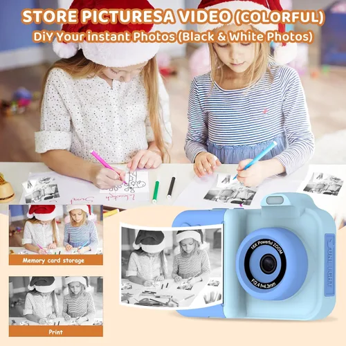 Miniatura 6 de Cámara para Niños con Impresión Instantánea, Regalos de Cumpleaños de Navidad, Juguetes para Niñas y Niños de 4 5 6 7 8 9 10 11 12 Años de Edad, Azul