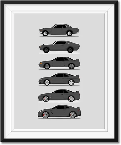 Miniatura 5 de Custom Car Posters Póster hecho a mano compatible con Nissan Skyline GT-R e impresión de Nissan Skyline GTR (KPGC10, KPGC110, R32, R33, R34, R35)