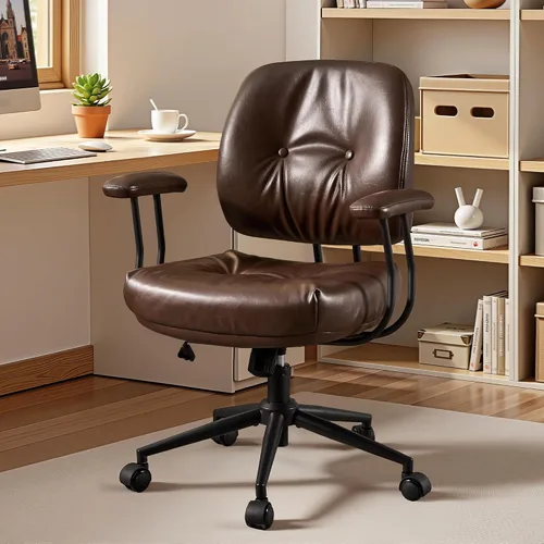 Miniatura 13 de Silla ergonómica de escritorio de oficina en casa, silla giratoria de 360° con inclinación y altura ajustable con cojín grueso y reposabrazos