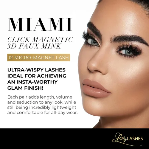 Miniatura 4 de Lilly Lashes Pestañas magnéticas Click - Pestañas postizas magnéticas de visón sintético de Miami para un aspecto natural - Pestañas postizas