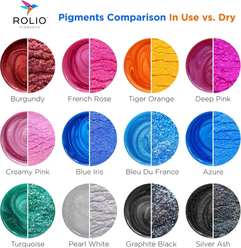 Miniatura 3 de Rolio Pigmento de color nacarado en polvo de mica de alta calidad, juego de arte para resina epoxi, para fabricación de jabón, esmalte de uñas