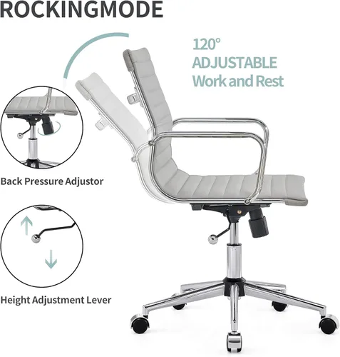 Miniatura 4 de Silla de oficina gris, ergonómica, silla de escritorio para computadora, silla ejecutiva para sala de conferencias, silla de oficina moderna