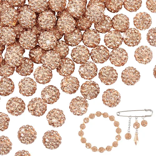 Miniatura 15 de Pandahall - Bolas de arcilla de 10 mm, tipo discoteca con 100 unidades, cuentas de polímero de arcilla con diamantes de imitación, creaciones Azul
