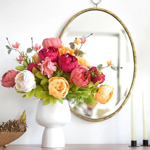 Miniatura 4 de FiveSeasonStuff - Peonías y hortensias artificiales de seda, ideal para decoración de bodas, novias, hogar, decoración de centro de mesa (2 ramos).