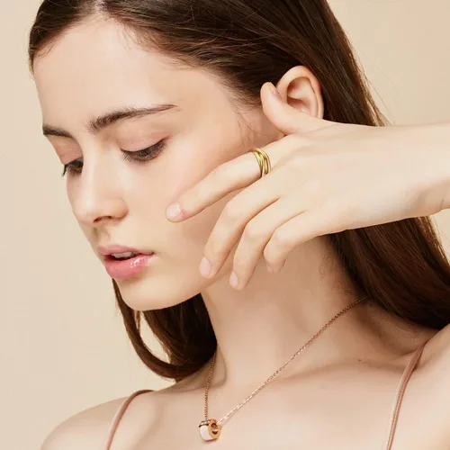 Miniatura 3 de 5 anillos giratorios chapados en oro de 18 quilates para la ansiedad, cadena de mariposa de acero inoxidable, con incrustaciones de circonita