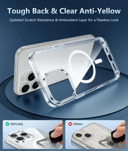 Miniatura 82 de FNTCASE Funda para iPhone 13 Pro-Max: Fundas magnéticas transparentes compatibles con Magsafe Slim anti amarillamiento protección contra caídas
