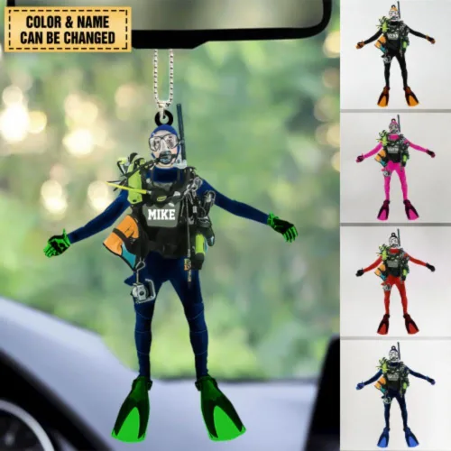 Miniatura 2 de Adorno acrílico personalizado de buceo, regalo para amantes del buceo, adorno de buceo personalizado, adorno de buceo, regalos de buceo, regalos