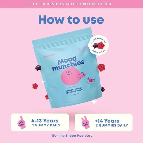 Miniatura 6 de JoySpring Gomitas de azafrán para niños Extracto de azafrán con suplementos GABA que ofrecen apoyo al estado de ánimo y calma las rabietas