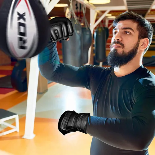 Miniatura 4 de RDX Guantes MMA de piel maya real de alta calidad, guantes de combate y agarre para artes marciales mixtas para entrenamiento, guantes de lucha