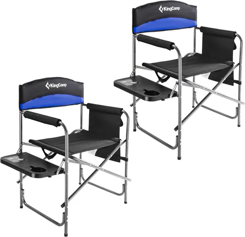 Miniatura 12 de KingCamp silla de director plegable de campamento, silla con asiento acolchado de gran tamaño con mesa y bolsillos laterales, soporta 396 libras