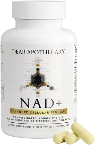 Fórmula de longevidad NAD+ - 500 mg de ribósido de nicotinamida con trans-resveratrol y quercetina - Apoya la energía celular, el envejecimiento